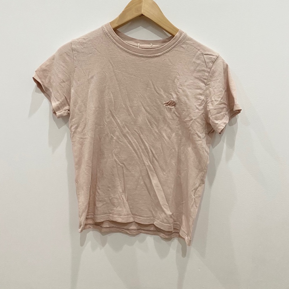 brandy melville pink embroidery tee